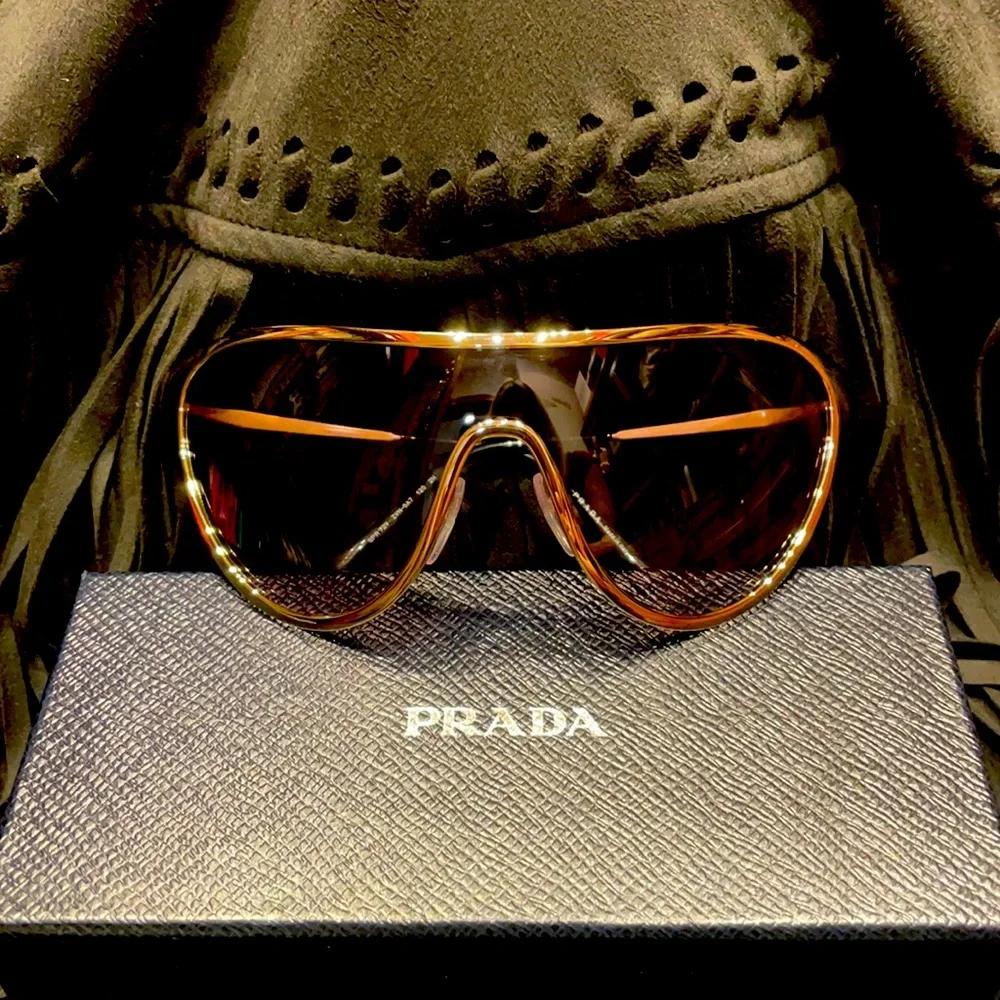 Prada Brown Tortoiseshell Shield Sunglasses